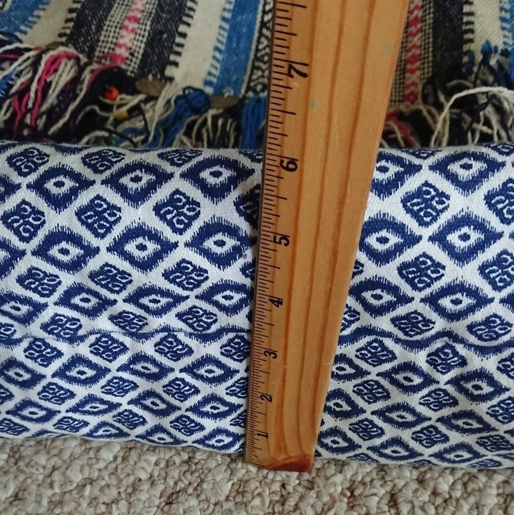 America & Beyond Boho Embroidered Tassel Blue and White Tote Bag
